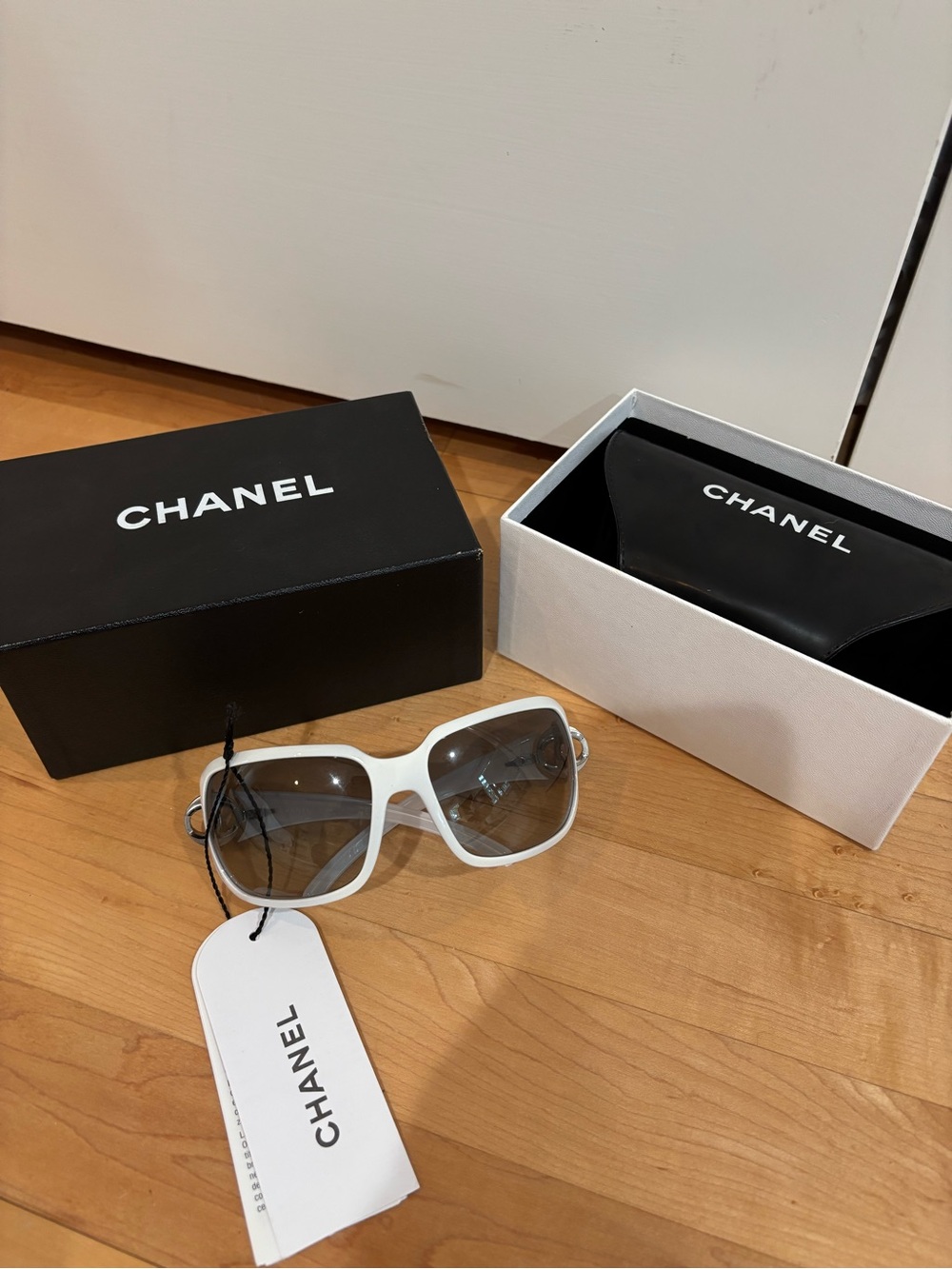 CHANEL 6023 White Oversized Sunglasses with Grey Lenses